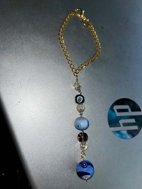 Blue Beaded Car Charm