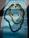 Layered Beaded Necklace - Black Gold Pearl